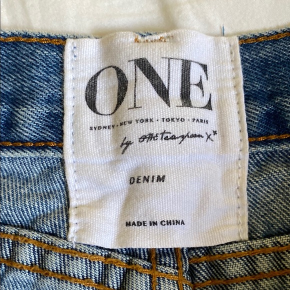 One Teaspoon Blue Distressed Jean Shorts - Picture 3 of 5